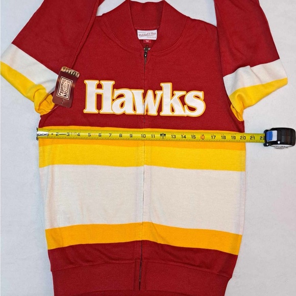 Atlanta Hawks x Mitchell & Ness NBA Front Stripe Full Zipper Sweater - SZ SMALL - Picture 5 of 8